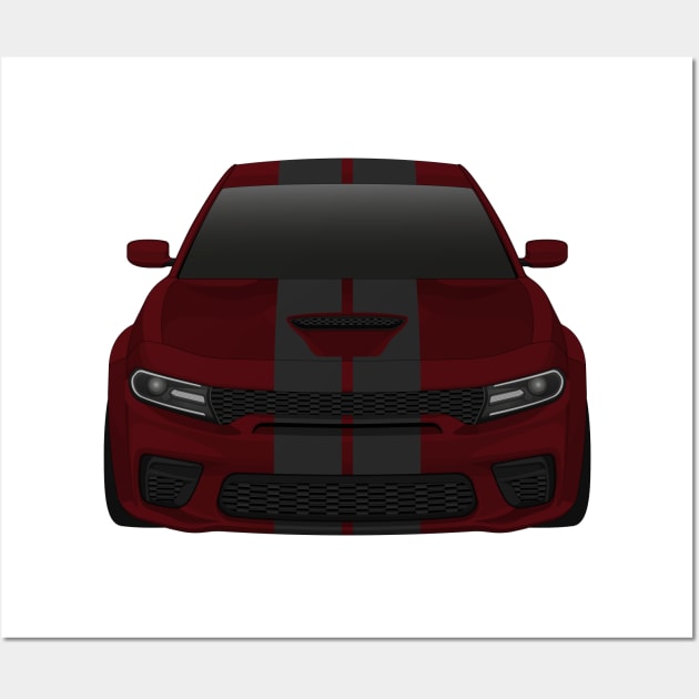 Charger Widebody Octane-red + carbon stripes Wall Art by VENZ0LIC